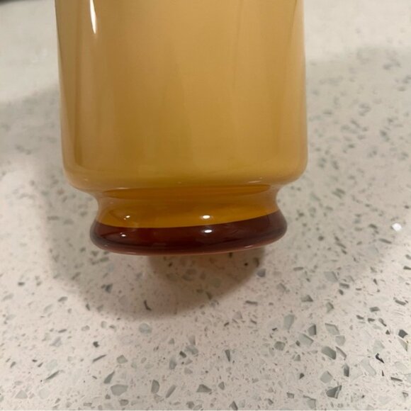 Vintage 1975 Bristol Handblown Cased Glass Vase Handpainted Floral Butterfly - Picture 7 of 8